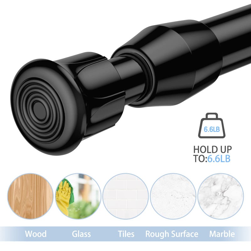 AIZESI Spring Tension Curtain Rods Short Tension Rod (Black,17" to 28"-3Pcs) - Image 4